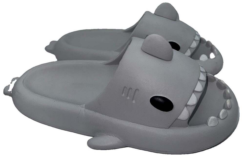 Unbranded Gray Shark Slides EU 40-41 25cm Unisex Slippers (US Not Confirmed)